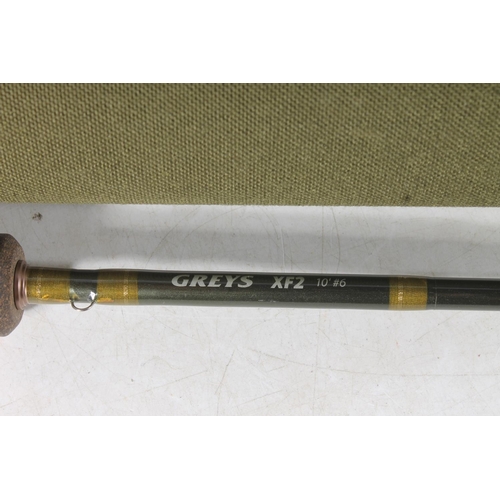 1476 - Greys XF2 ten foot four piece fly fishing rod #6, with rod case.