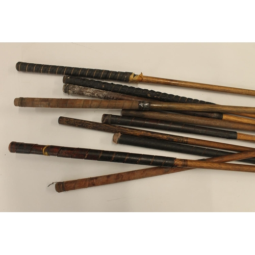 1480 - Ten hickory shafted golf clubs to include a left handed iron, a number 5 Go-Sum mashie, an Aspire Fa... 