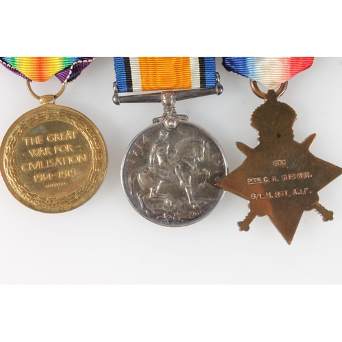 1821 - Medals of 500 Private Charles Ronald Sherwin of the 6th L H Regiment Australian Imperial Force compr... 