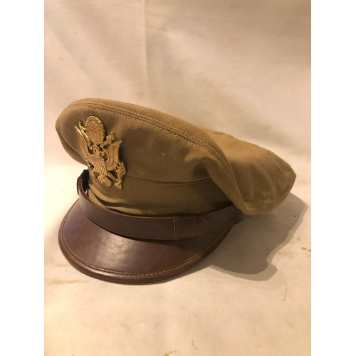 1899 - American WWII style summer service peaked visor cap with USAAF United States of America Air Force ca... 