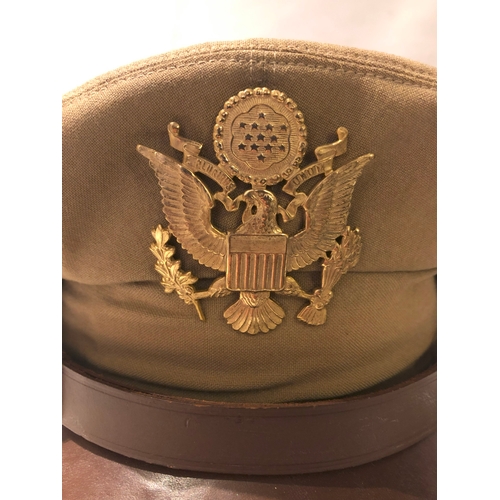 1899 - American WWII style summer service peaked visor cap with USAAF United States of America Air Force ca... 