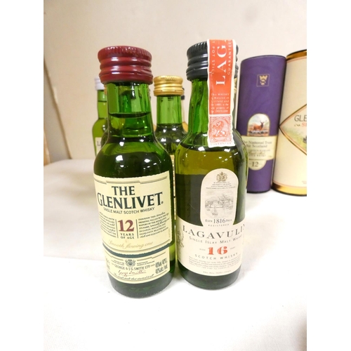 11 - Collection of 5cl 40% ABV whisky miniatures comprising of two Royal Lochnagar 12yr olds, a cased Ard... 