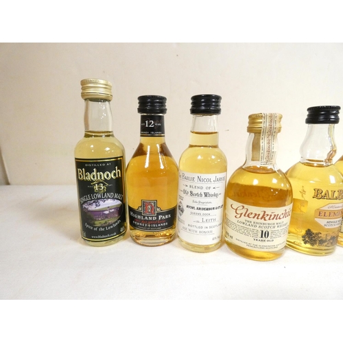 12 - Collection of 5cl 40% ABV whisky miniatures comprising of two Highland Park 12yr olds, Bladnoch 13, ... 