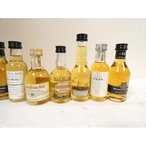 12 - Collection of 5cl 40% ABV whisky miniatures comprising of two Highland Park 12yr olds, Bladnoch 13, ... 