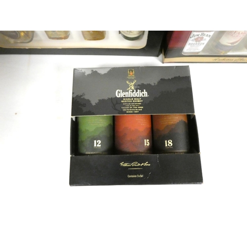 14 - Three 5cl 40% ABV whisky miniature sets to include a Glenfiddich 12, 15, & 18yr set etc.&nb... 