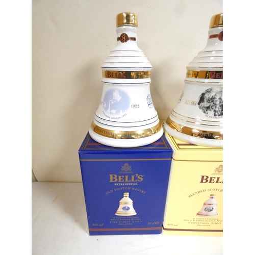 4 - Four bottles of Bell's blended Scotch whisky to include Christmas 2001, 2005, 2002 and 1998, each 40... 