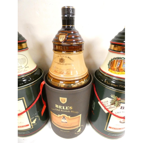 5 - Five bottles of Bell's blended Scotch whisky to include two  Christmas 1991 examples, a 1990 bo... 