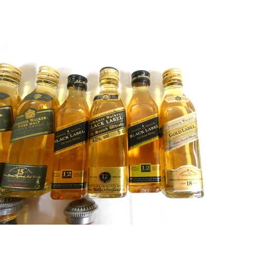 8 - Johnnie Walker. Collection of 5cl 40% ABV whisky miniatures comprising of three 15yr old green label... 