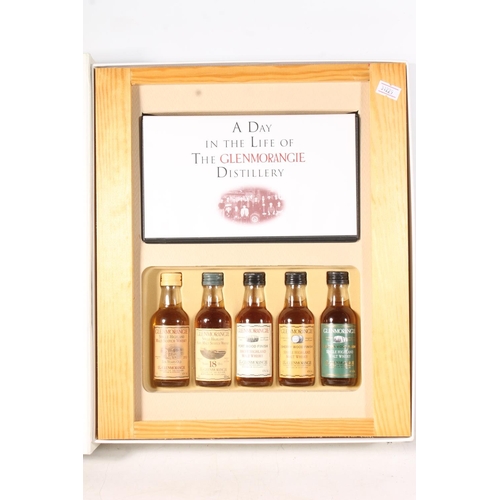 1454 - GLENMORANGIE Wood Finishes Range taster set with five miniatures to include 10 year old, 18 year old... 