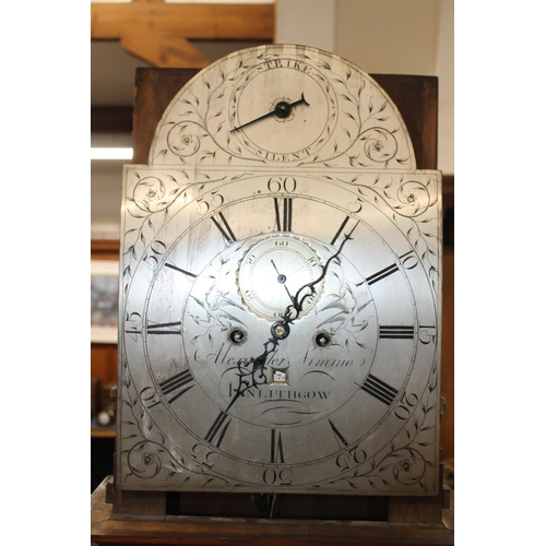 445 - Victorian mahogany longcase clock, Alexander Nimmo of Linlithgow with Roman numeral chapter ring.