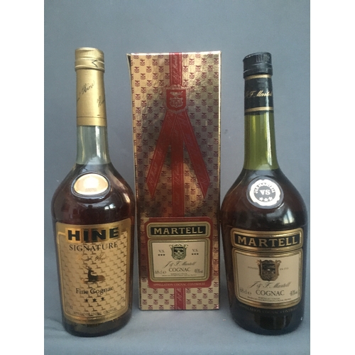 125 - HINE Signature fine cognac brandy 40% abv. 68cl  and MARTELL cognac brandy 40% abv. 68cl, boxed. (2)