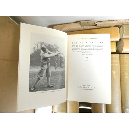 113 - LONSDALE LIBRARY OF SPORTS, GAMES & PASTIMES.  17 various vols. Illus. Orig. brown clo... 