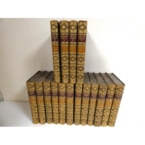 34 - CARLYLE THOMAS.  The Collected Works. The set of 16 vols. Half calf, gilt backs, marbled b... 