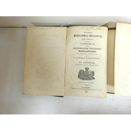 53 - GLASGOW POST-OFFICE DIRECTORY.  A run from 1828 to 1847 plus some duplicates. Old cloth backed brds.... 