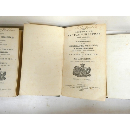 53 - GLASGOW POST-OFFICE DIRECTORY.  A run from 1828 to 1847 plus some duplicates. Old cloth backed brds.... 