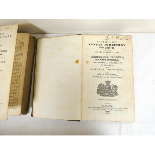 53 - GLASGOW POST-OFFICE DIRECTORY.  A run from 1828 to 1847 plus some duplicates. Old cloth backed brds.... 