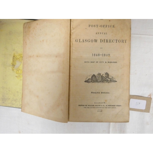 57 - GLASGOW POST-OFFICE DIRECTORIES for 1848/49 to 1852/53, 1855/56, 1858/59 & 1877/78. Orig. cloth.... 