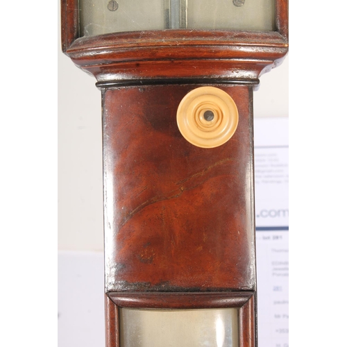 281 - H. Gardner and Co. of Glasgow mahogany stick barometer, early 19th century, the swan neck pediment o... 