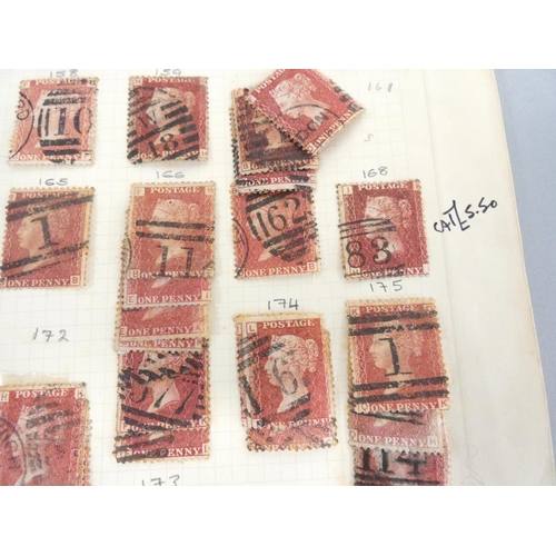 375 - Box containing stamp album sheets to include a collection of penny red postage stamps, issues from J... 