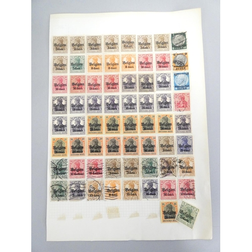 375 - Box containing stamp album sheets to include a collection of penny red postage stamps, issues from J... 