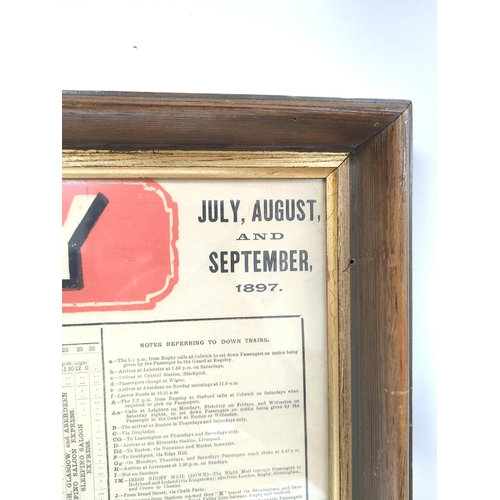 397 - London & North Western Railway framed operating timetable for July to September 1897. 116cm... 