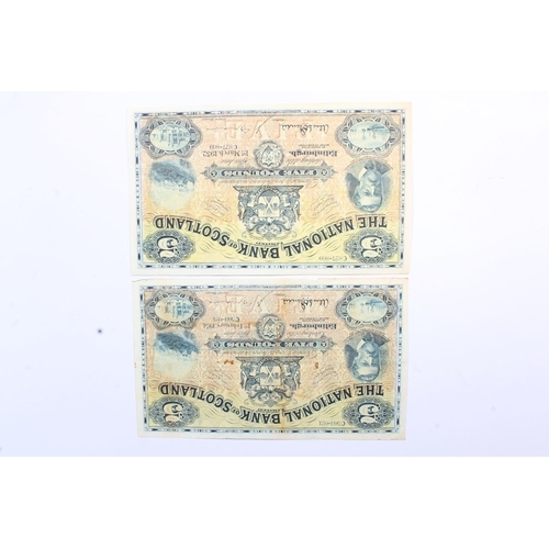 1550 - THE NATIONAL BANK OF SCOTLAND LIMITED, two £5 five pound banknotes, 1st February 1951 C563-021... 