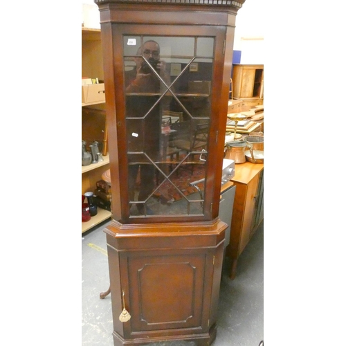 177 - Astragal glazed mahogany corner cupboard.