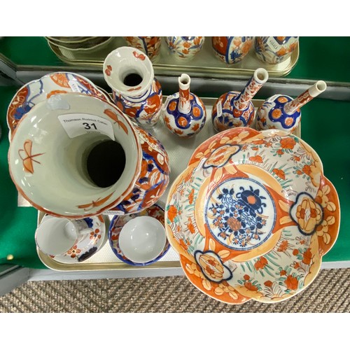 31 - Collection of assorted Imari patterned ceramics, vases, bowls etc.