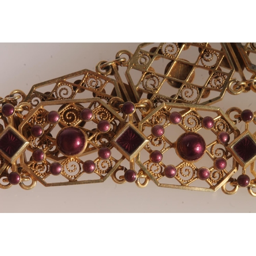 740 - Antique Austro-Hungarian style '930' silver gilt bracelet set with purple stones, 13.6g and a gold s... 