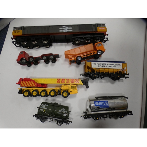 14 - Two cartons containing assorted OO gauge locos and rolling stock to include tankers, coaches, Railfr... 