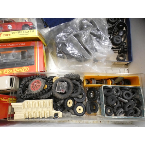 17 - Large collection of model railway parts and accessories to include wheels, boxed spares, loco parts,... 