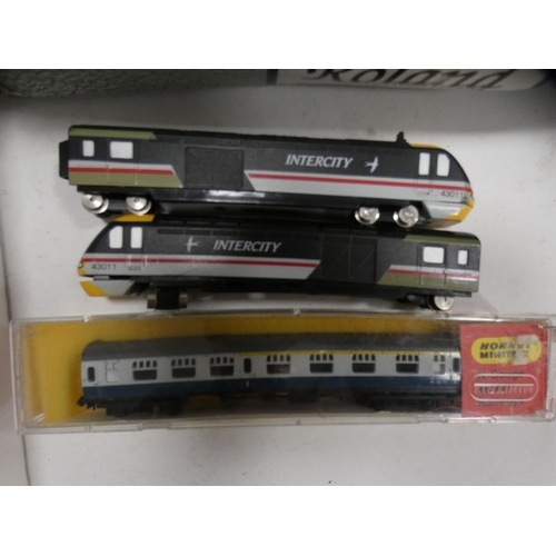 3 - Three cartons containing boxed Herpa vehicles, trucks and cars, also boxed N gauge coaches and wagon... 