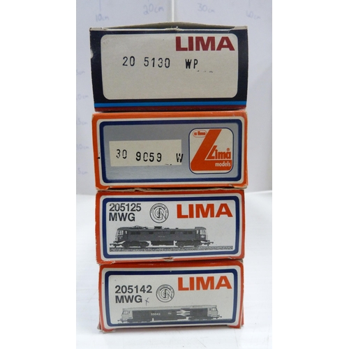 38 - Four Lima OO gauge models to include Class 87 electric loco 'City of London', Class 50 diesel loco '... 