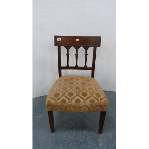 484 - 19th century mahogany blade-back chair on square tapering supports.