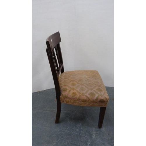 484 - 19th century mahogany blade-back chair on square tapering supports.