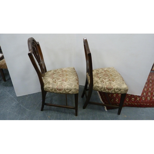 492 - Pair of 19th century mahogany shield-back dining chairs, on square tapering supports.  (2)