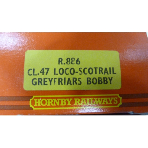 50 - Hornby OO gauge R.886 Scotrail Class 47 loco 'Greyfriars Bobby', boxed, two Lima Intercity 125 locos... 