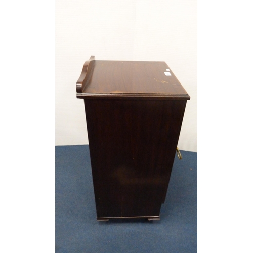 503 - Late Victorian mahogany and rosewood veneered bedside cabinet, 80cm high.