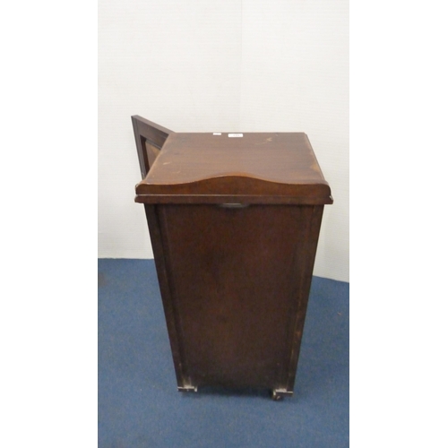 503 - Late Victorian mahogany and rosewood veneered bedside cabinet, 80cm high.