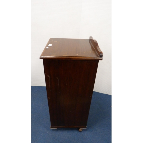 503 - Late Victorian mahogany and rosewood veneered bedside cabinet, 80cm high.