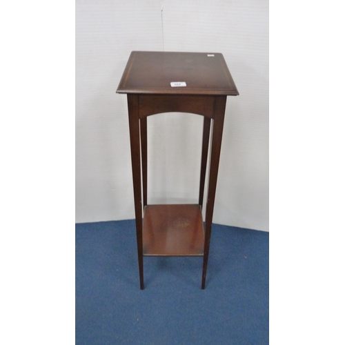 504 - Edwardian mahogany inlaid jardinière stand, 108cm high.