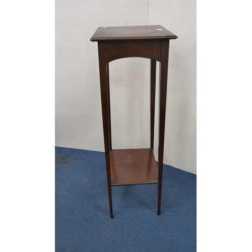 504 - Edwardian mahogany inlaid jardinière stand, 108cm high.