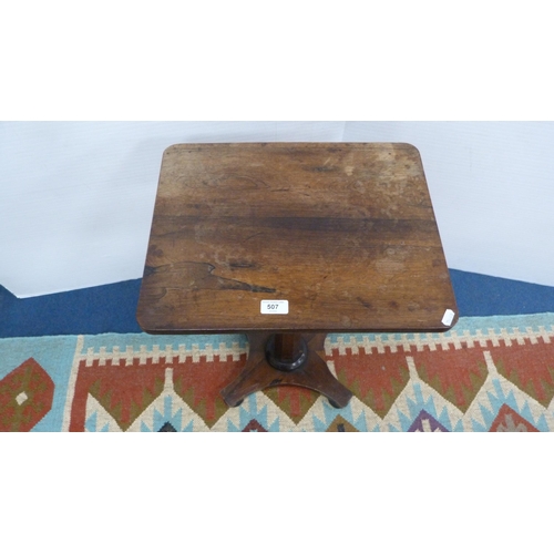 507 - Early Victorian rosewood side table, on tapering octagonal base, 67cm high.