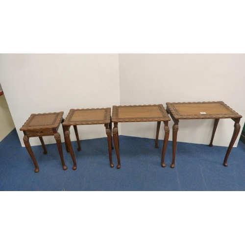 508 - Nest of four Indonesian hardwood tea tables, on cabriole supports.  (4)