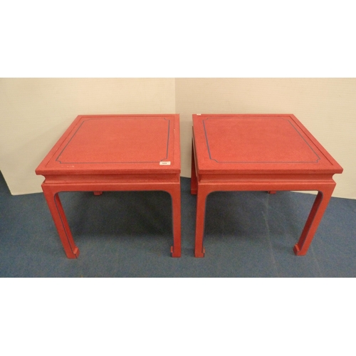 509 - Pair of Chinese-style square-topped lamp tables, 51cm square.