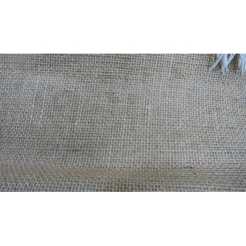 514 - Chinese beige ground fringed rug, 154cm x 76cm.