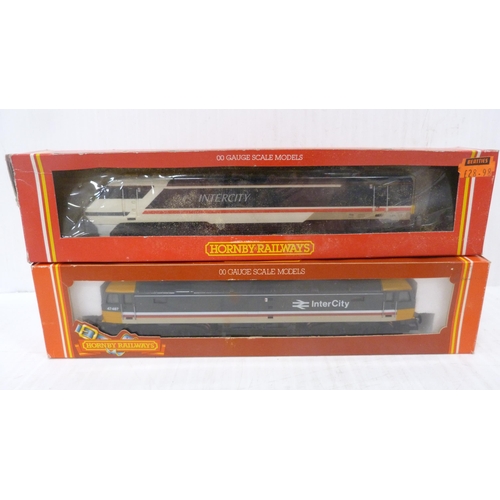 55 - Hornby OO gauge R.240 BR Class 91 electric loco, R.802 BR Class 47 diesel Intercity loco, two R.863 ... 