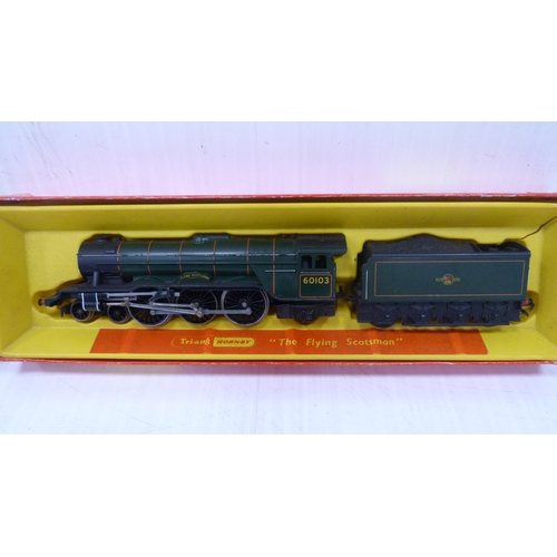 59 - Hornby OO gauge R.832 Princess class loco 'Princess Elizabeth', and two Tri-ang OO gauge 60103 Flyin... 