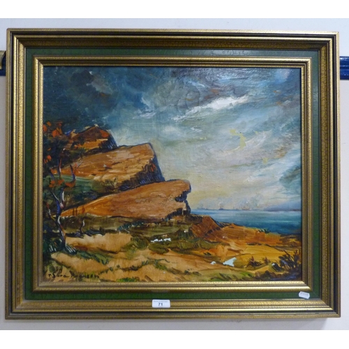 71 - Teresa Dura BransonThe Threatened LandSigned, oil on canvas.