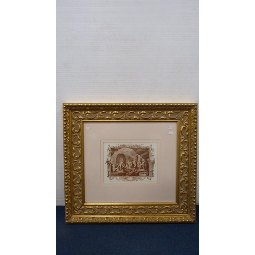 80 - Set of four classical French titled prints, in gilt frames, and an antique framed portrait photograp... 